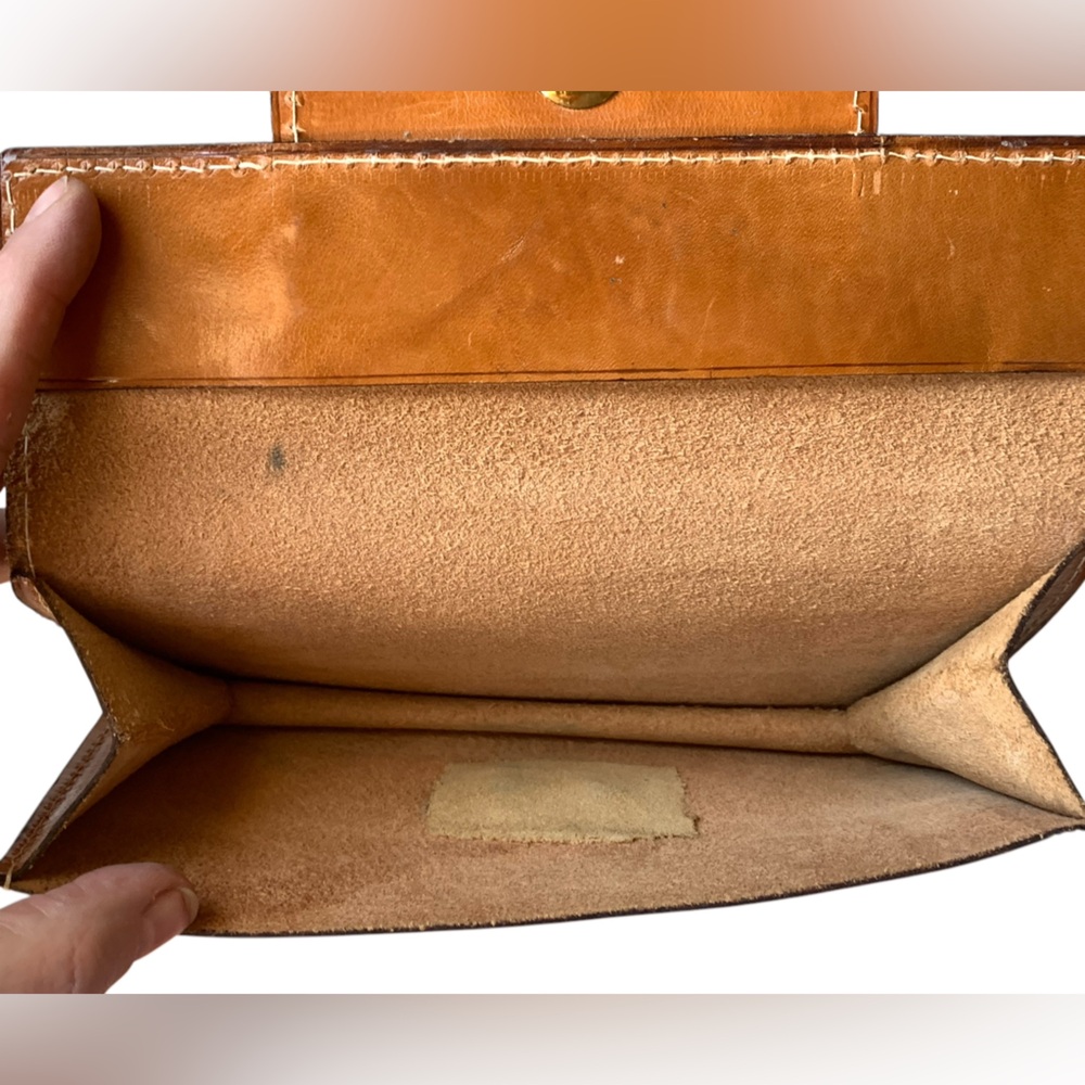 Embassy Made In Italy Vintage Brown Genuine Leather Wallet Clutch Gold Scrolling - Picture 5 of 7